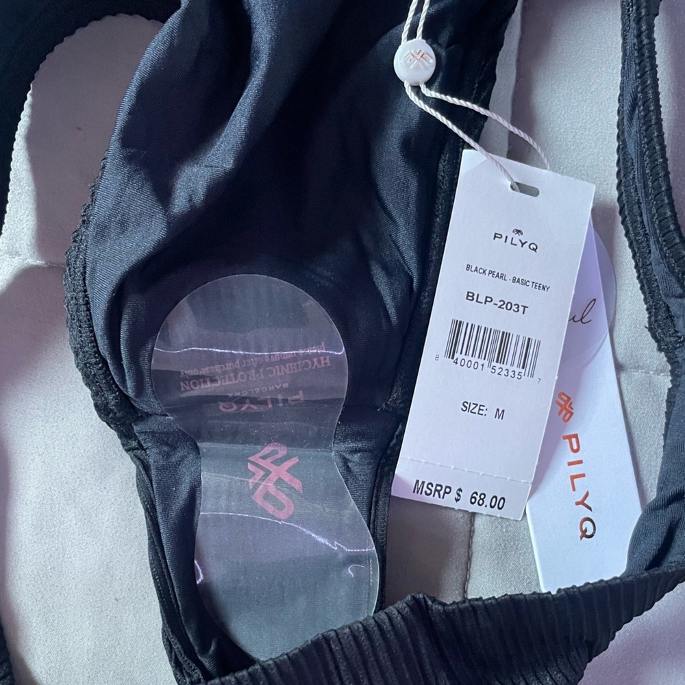 NWT PilyQ Black Pearl Basic Teeny Bikini Bottom - Picture 9 of 11